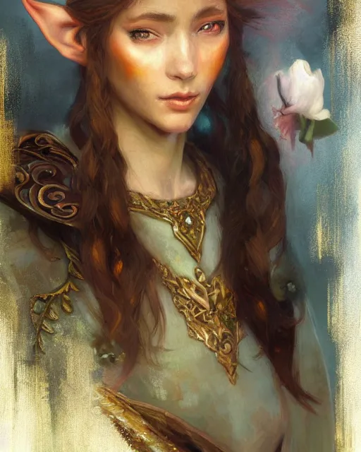 Image similar to a beautiful elf princess, oil painting, by Fernanda Suarez and Edgar Maxence, using Sakimichan and LeraPI art style.