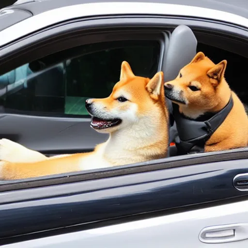 Image similar to shiba inu driving a car