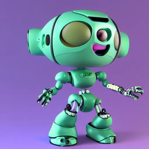 Image similar to single crazy melting plastic toy Pop Figure Robot, C4d, by pixar, by dreamworks, in a Studio hollow, by jeff koons