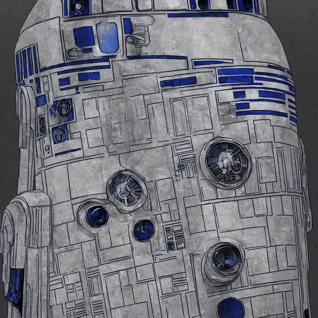 Image similar to r 2 d 2 by mutable instruments, smooth, sharp focus, mixed media illustrationhyperrealism, extremely hyperdetailed