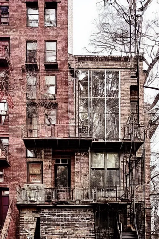 Prompt: (((((a ramshackle manhattan brick brownstone deep in the forest))))) by Liquidcoco!!!!!!!!!!!!!!!!!!!!!!!!!!!