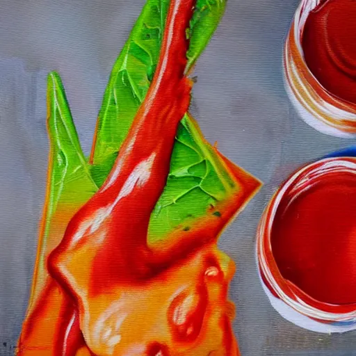 Prompt: a splash of ketchup, abts tomma painting