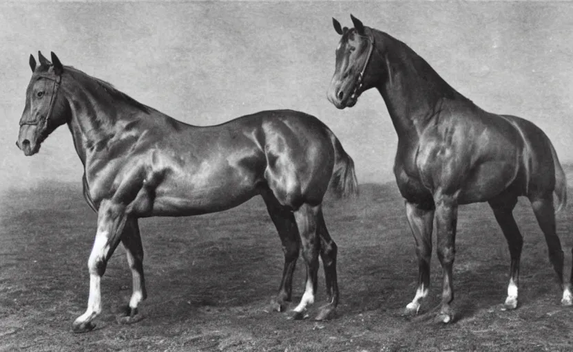 Prompt: strong horse with big muscles. bodybuilder, strong, 1 9 0 0 s