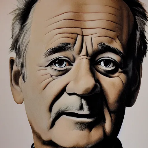 Prompt: close up portrait of bill murray painted by jason rainvill