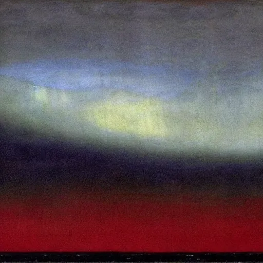 Prompt: the epic abstract painting'blue arctic void with black and red aurora borealis above the black monolith ', by caspar david friedrich!!!, by rothko!!!, stunning masterpiece, trending on artstation