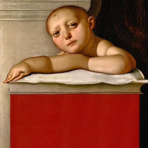Image similar to a painting of the Koolaid man by Agnolo Bronzino