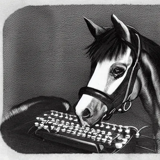 Image similar to a horse that's also a typewriter