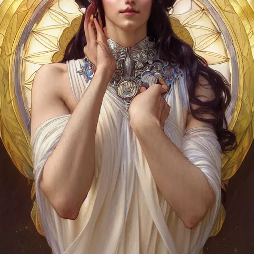 Image similar to portrait of a goddess of ice and earth, half body, perfect face, d & d, fantasy, intricate, elegant, highly detailed, digital painting, artstation, concept art, smooth, sharp focus, illustration, art by artgerm and greg rutkowski and alphonse mucha