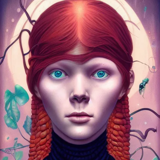 Image similar to Lofi pale redhead BioPunk Lovecraft Lovecraftian portrait, Pixar style, by Tristan Eaton Stanley Artgerm and Tom Bagshaw.