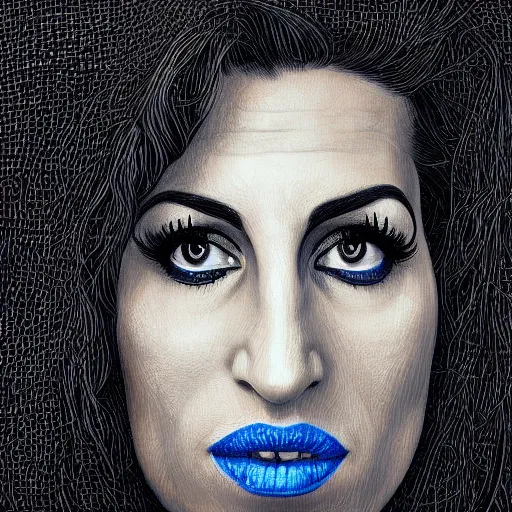 Image similar to Realístic portrait of Amy Winehouse as an old woman in the style of Chuck Close intricate, elegant, highly detailed, digital painting, artstation, smooth, sharp focus, illustration