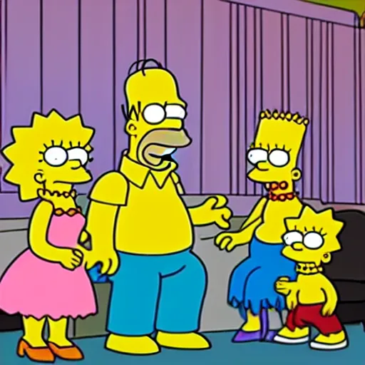 Prompt: a still of the simpsons 1975
