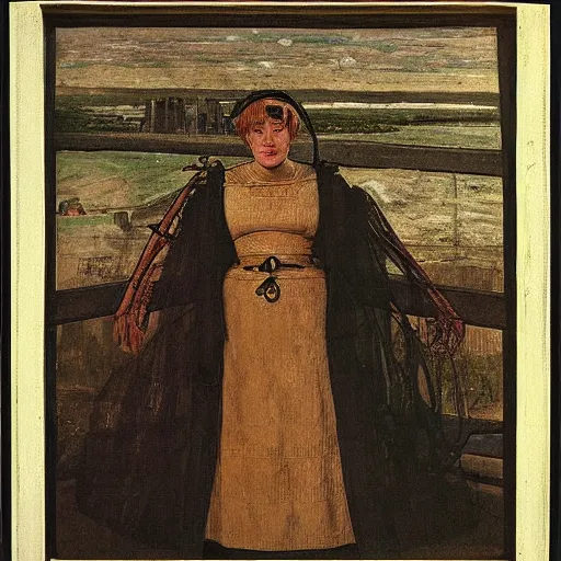 Image similar to a portrait of a female android by ford madox brown