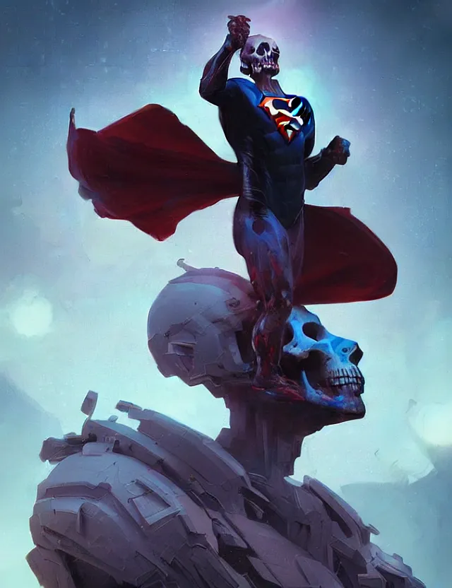 Image similar to dead skull superman, award - winning realistic sci - fi concept art, artwork by tooth wu and wlop and beeple and greg rutkowski