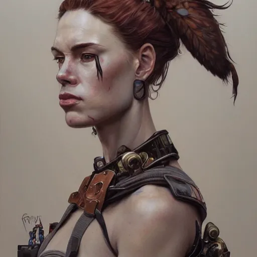 Image similar to brutalist Portrait of Tank Girl, intricate, wild, highly detailed, digital painting, artstation, concept art, smooth, sharp focus, illustration, art by artgerm and greg rutkowski and alphonse mucha and Hajime Sorayama