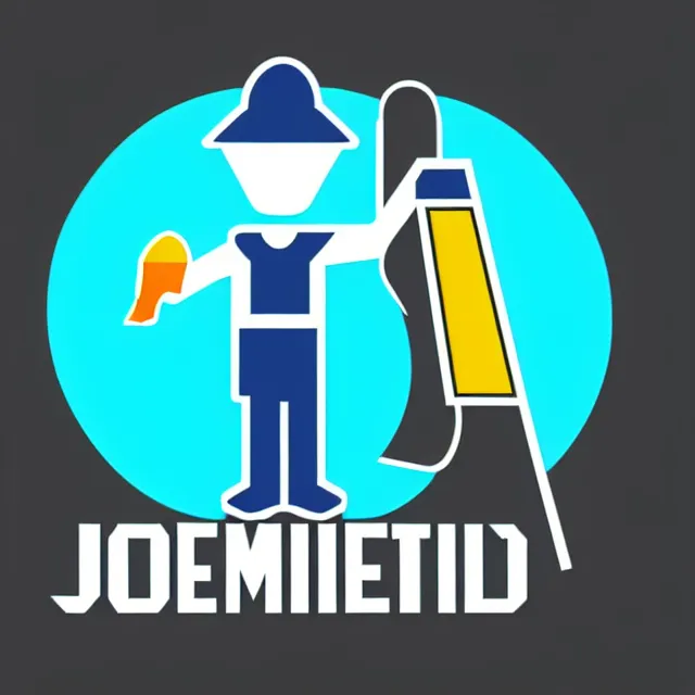 Prompt: determined janitor vector logo, professional E-sports style, flat colours, bright colours, SVG, professional, sharp edges