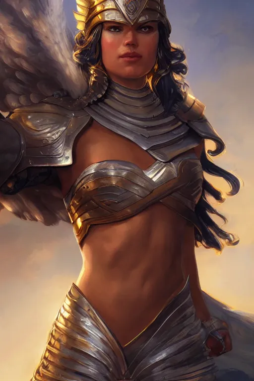 Image similar to amazon valkyrie athena, d & d, fantasy, portrait, highly detailed, headshot, digital painting, trending on artstation, concept art, sharp focus, illustration, art by artgerm and greg rutkowski and magali villeneuve