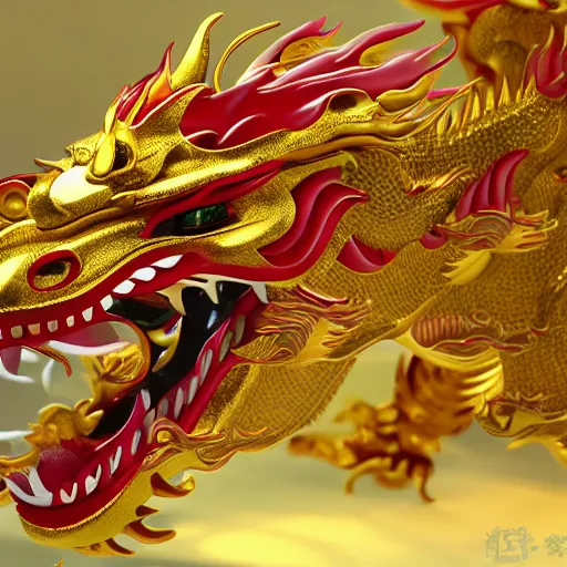 Image similar to chinese dragon made of gold, ultra realistic details, 8 k, full body,