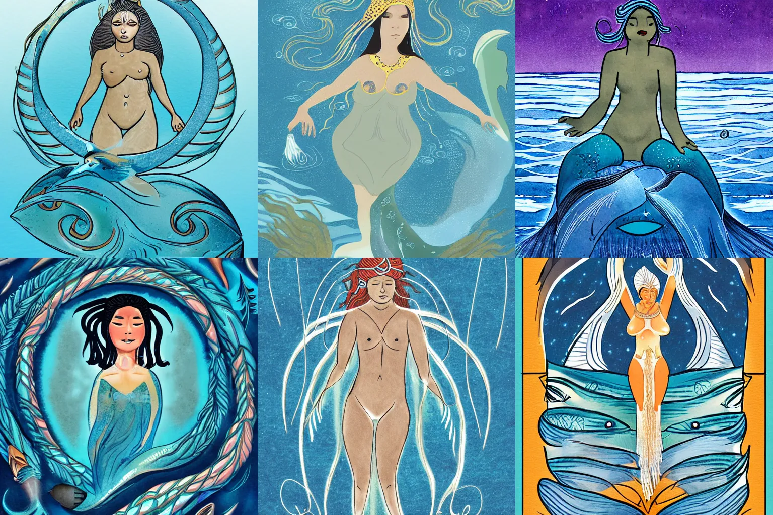 Prompt: sedna, inuit goddess of the sea, illustration