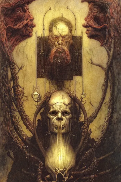 Image similar to a portrait of trithemius by wayne barlowe, gustav moreau, goward,  Gaston Bussiere and roberto ferri, santiago caruso, and austin osman spare, ((((occult art))))