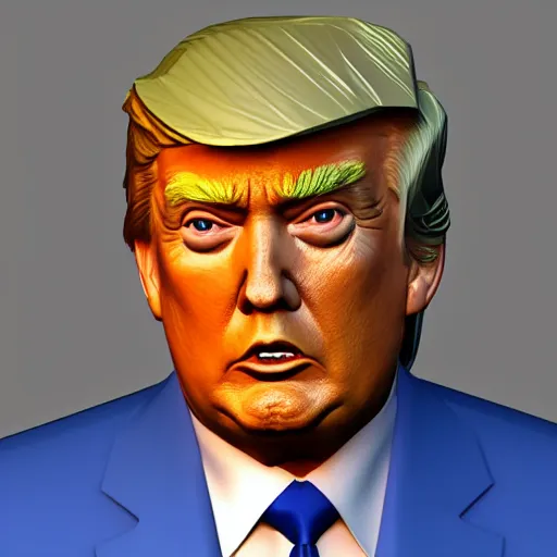 Image similar to trump, low - poly 3 d model, rendered in blender