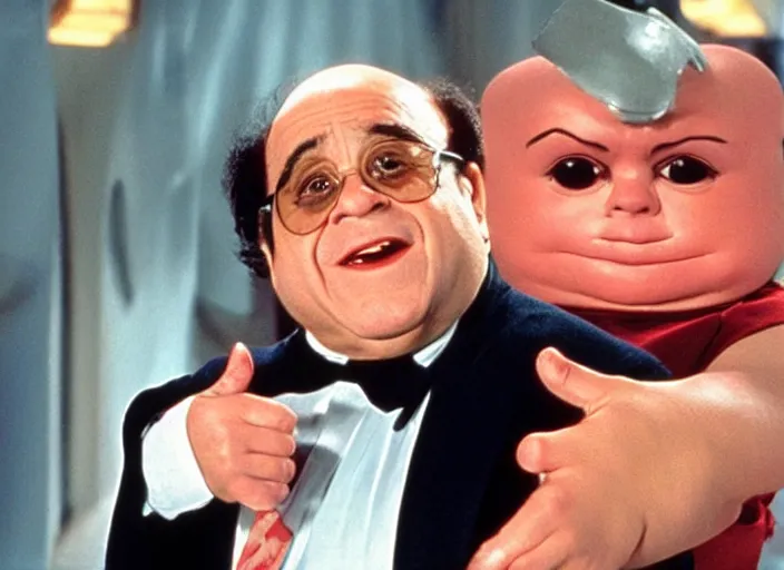 Image similar to film still of Danny Devito as Mini Me from Austin Powers