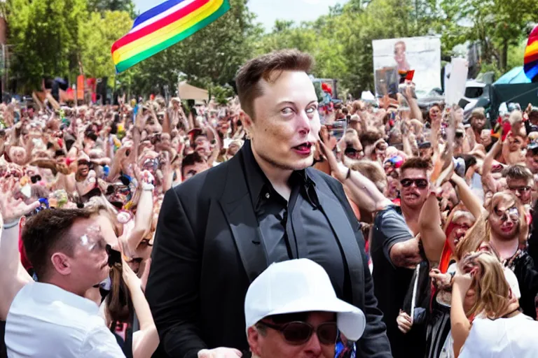 Image similar to elon musk on gay parade