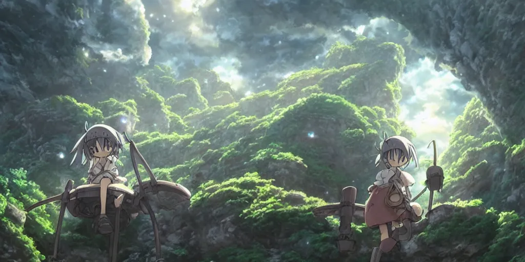 Prompt: made in abyss anime underground landscape art, anime key visual