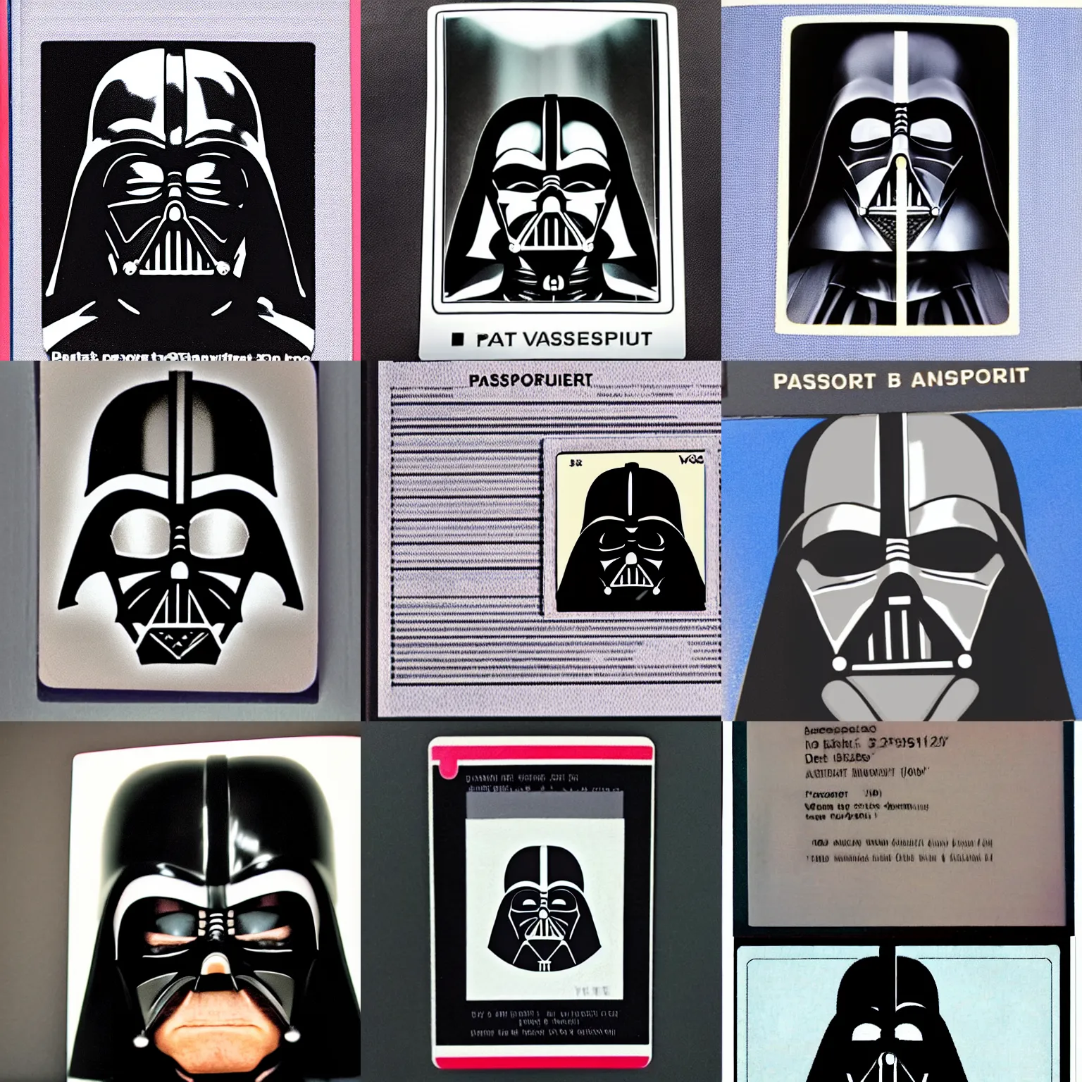 Prompt: Passport photo of Darth Vader