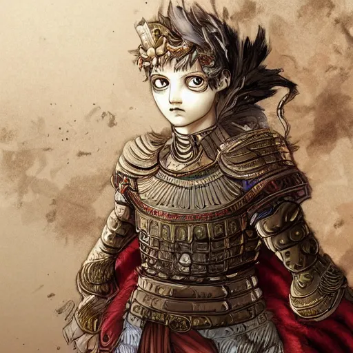 Image similar to illustration of the roman emperor augustus neko man half cat, character design, art station, epic, elegant, masterpiece of yoshitaka amano