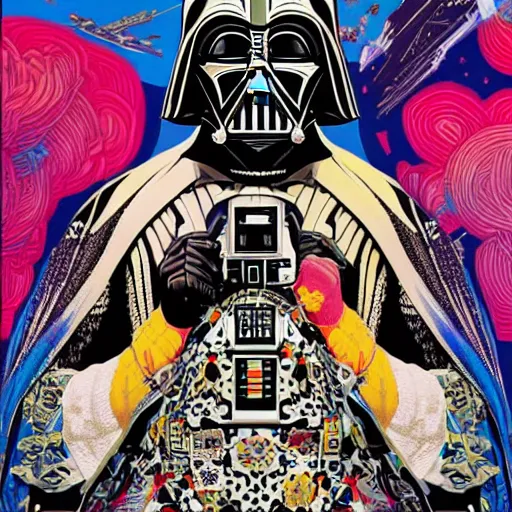 Prompt: Tristan Eaton, maximalism, victo ngai darth vader