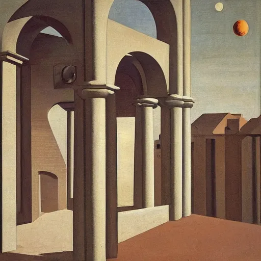 Image similar to a parade of disconnected images : obscure corners of nameless interiors, astronomical diagrams projecting the distances between celestial bodies, a painting by giorgio de chirico, a list of unpopular anagrams.