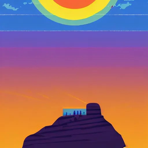 Image similar to the rock in the style of kurzgesagt