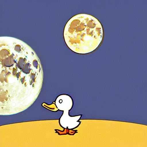 Prompt: concept art of moon eating a duck