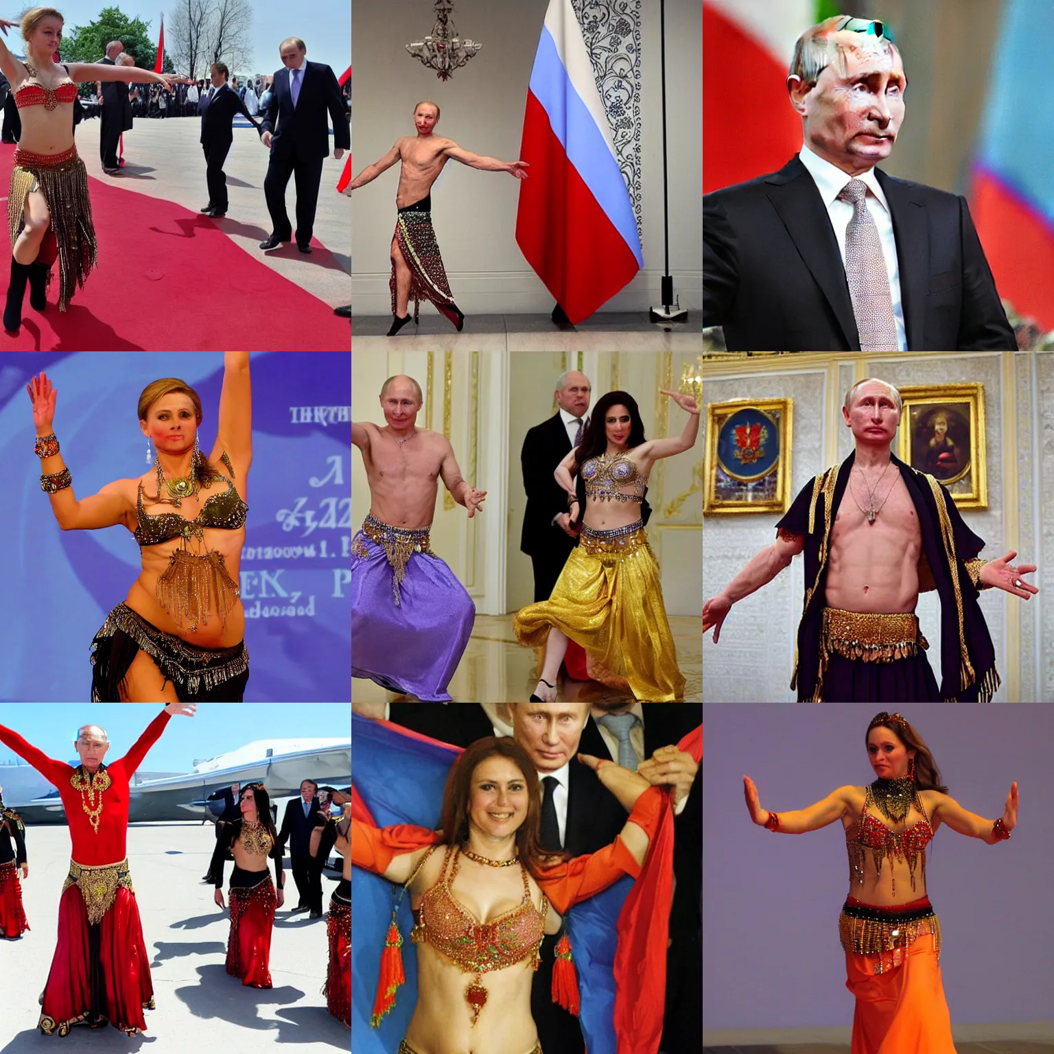 Image similar to russian president putin as a belly dancer