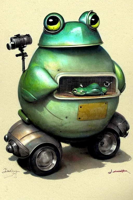 Image similar to ( ( ( ( ( 1 9 5 0 s retro future android robot fat robot frog wagon. muted colors., ) ) ) ) ) by jean - baptiste monge,!!!!!!!!!!!!!!!!!!!!!!!!!