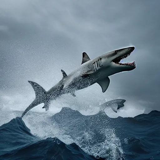 Image similar to a tornado of sharks, a sharknado