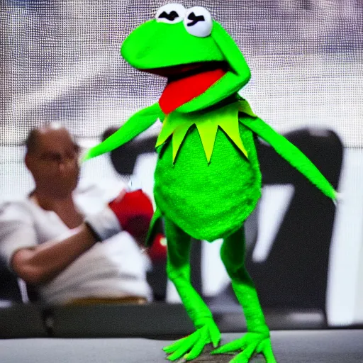 Image similar to ringside photo of kermit the frog boxing