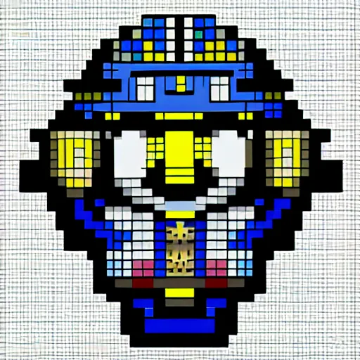 Prompt: evil robot minion, pixel art, 3 2 - bit, hd pixel art, highly detailed