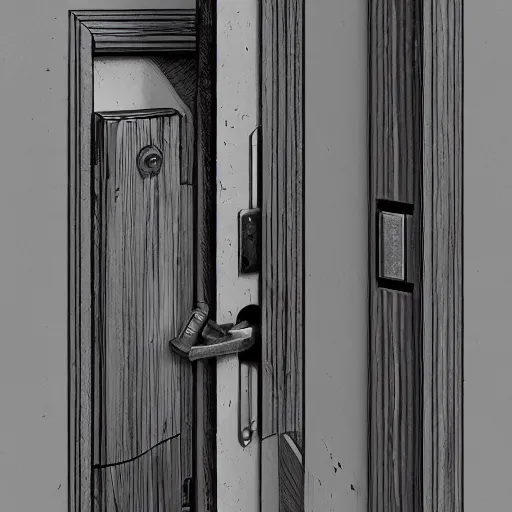 Image similar to tons of door latches leaning on floor of room, concept art, trending on artstation, highly detailed, intricate, sharp focus, digital art, 8 k