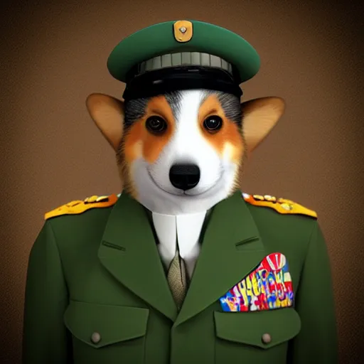 Prompt: “corgi dressed as a wwii general” 4k, HD, octane render