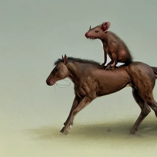 Prompt: hybrid of mouse and horse and rat, half horse - half mouse, digital art fantasy art, art by george stubbs, jakub rozalski, anton fadeev