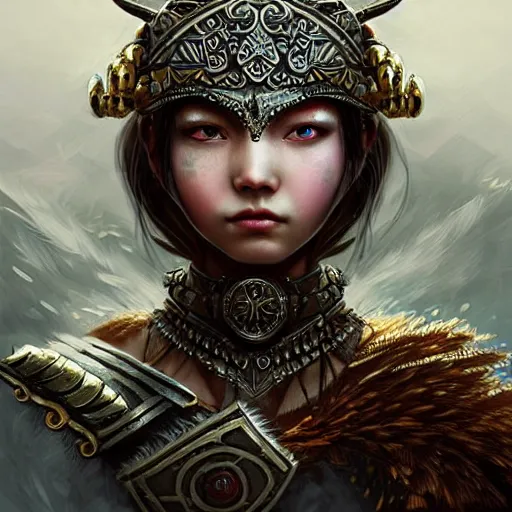 Prompt: beautiful extremely detailed intricate concept art depicting a warrior by wlop. shining jewelry.