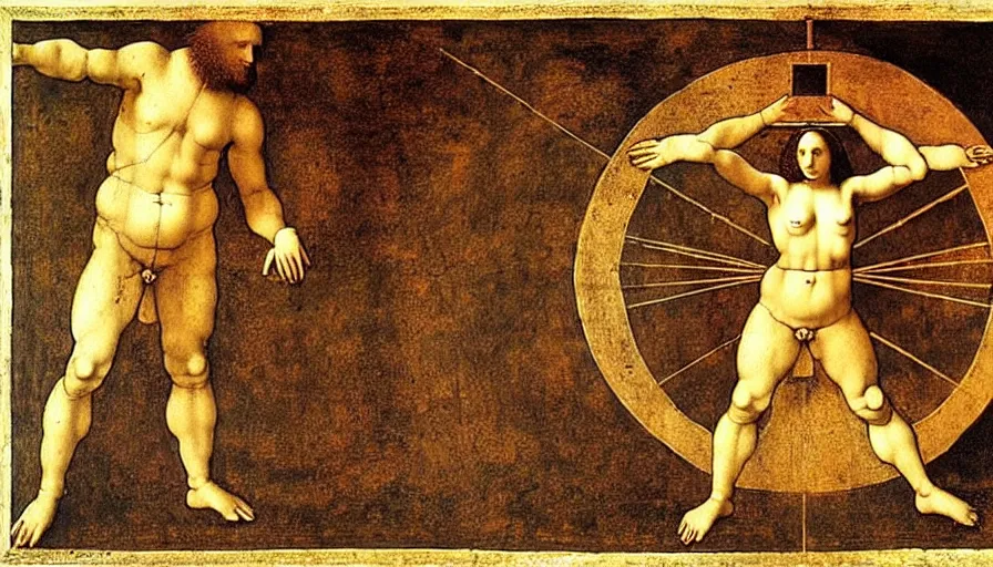 Image similar to the two complementary forces that make up all aspects and phenomena of life, by Leonardo da vinci