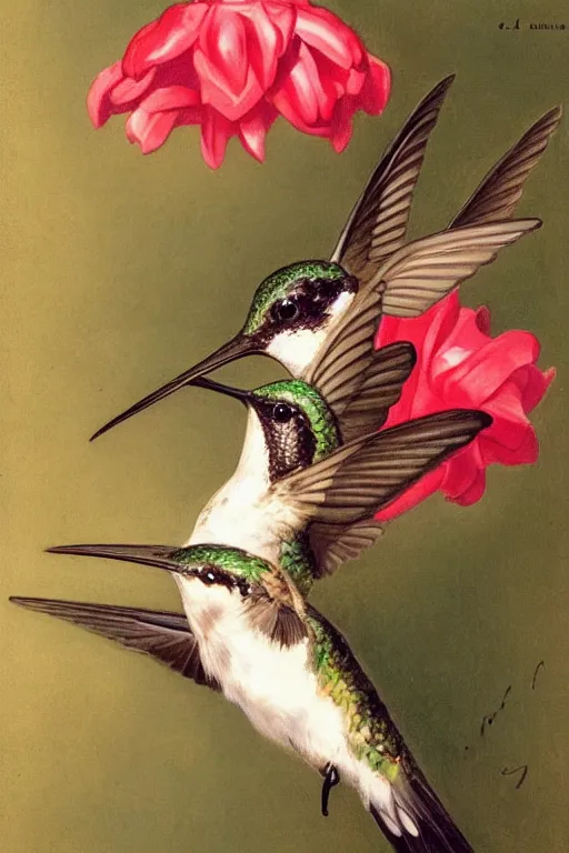 Prompt: A beautiful hummingbird, artstation, by J. C. Leyendecker and Peter Paul Rubens,