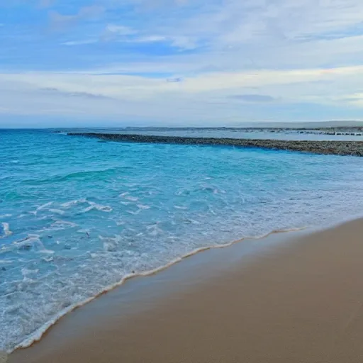 Prompt: beach with blue sand