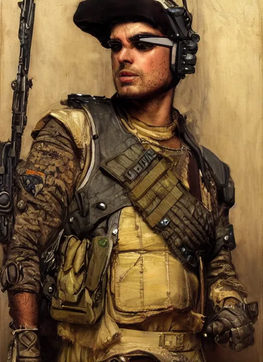 Image similar to buff Mr toad. cool cyberpunk toad soldier wearing a military vest and military gear (cyberpunk 2077). awesome toad. Iranian orientalist portrait by john william waterhouse and Edwin Longsden Long and Theodore Ralli and Nasreddine Dinet, oil on canvas. Cinematic, hyper realism, realistic proportions, dramatic lighting, high detail 4k