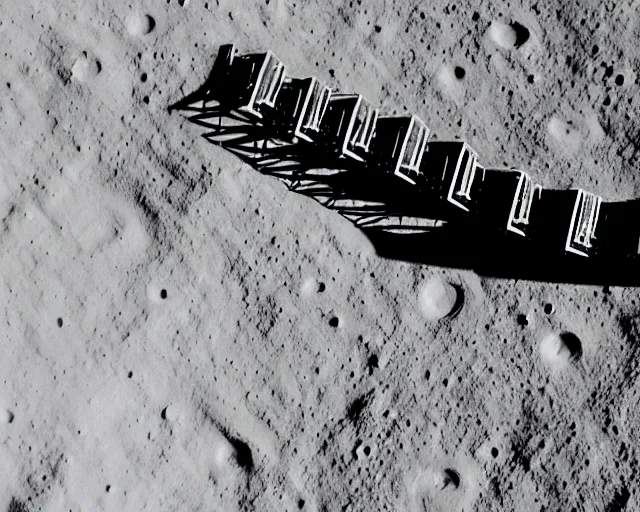 Prompt: A massive steel roller coaster on the moon