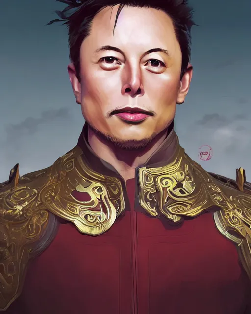 Image similar to an anime portrait of elon musk as a beautiful man wearing a barong tagalog from skyrim, by stanley artgerm lau, wlop, rossdraws, james jean, andrei riabovitchev, marc simonetti, and sakimichan, trending on artstation