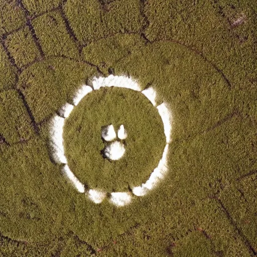 Image similar to crop circle in the shape of a cat footprint