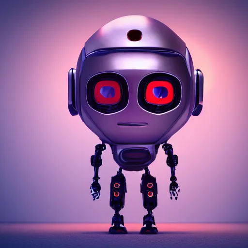 Image similar to 3D Kid Robot, Smoth, Angle view, toy art, octane render, rim light, cinematic, raytrace concept art, Trend on Behance 3d Art, C4D